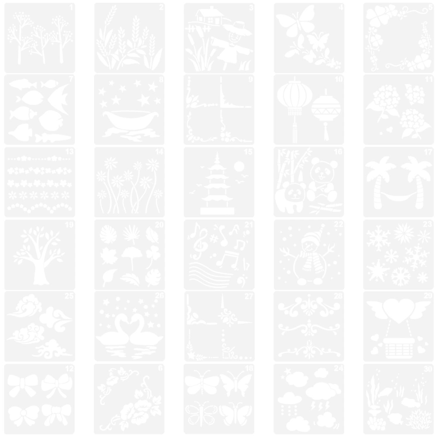 30pcs Drawing Stencils Children Painting Stencils Plastic Stencils Children Drawing Stencils