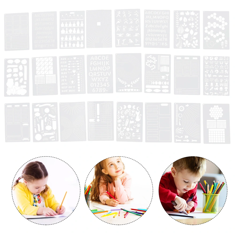 24pcs Journal Stencils Plastic Journal Stencils DIY Graffiti Templates DIY Painting Stencils