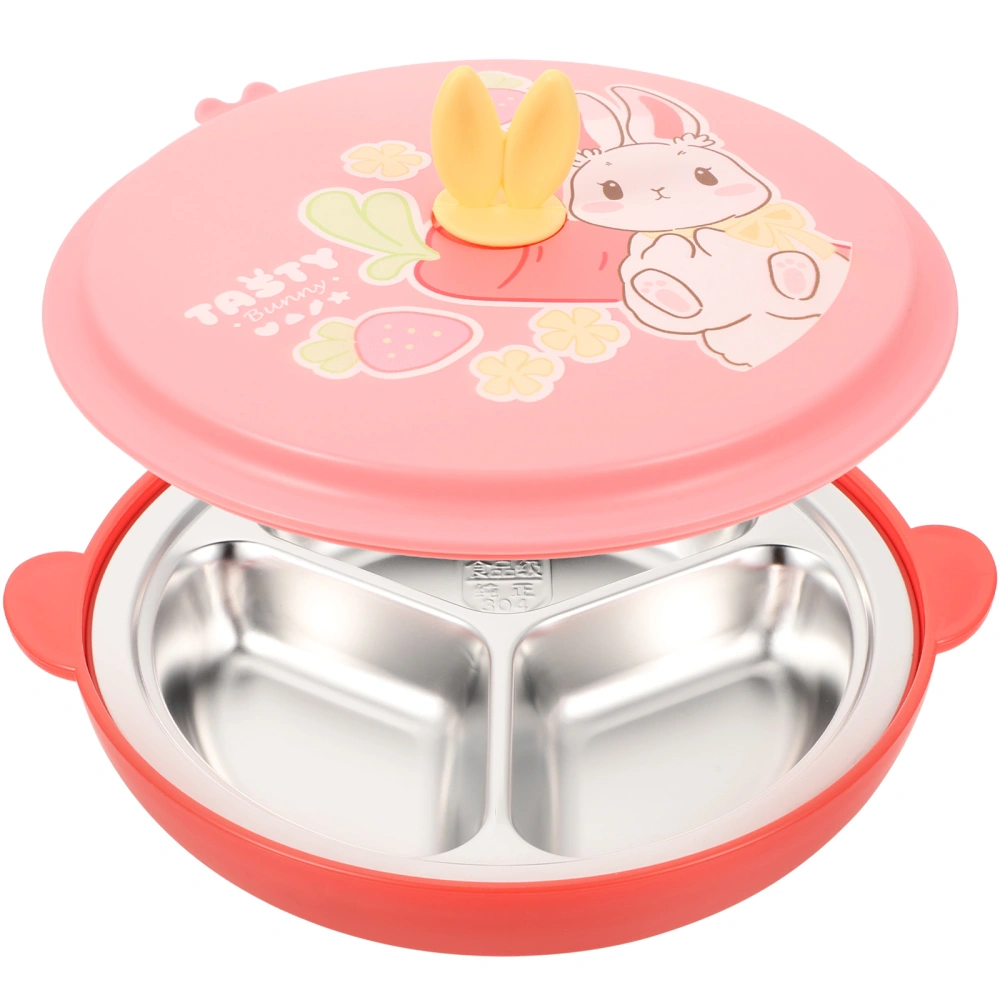 Baby Divided Bowl Silicone Toddler Plate Baby Feeding Dinner Plate with Lid