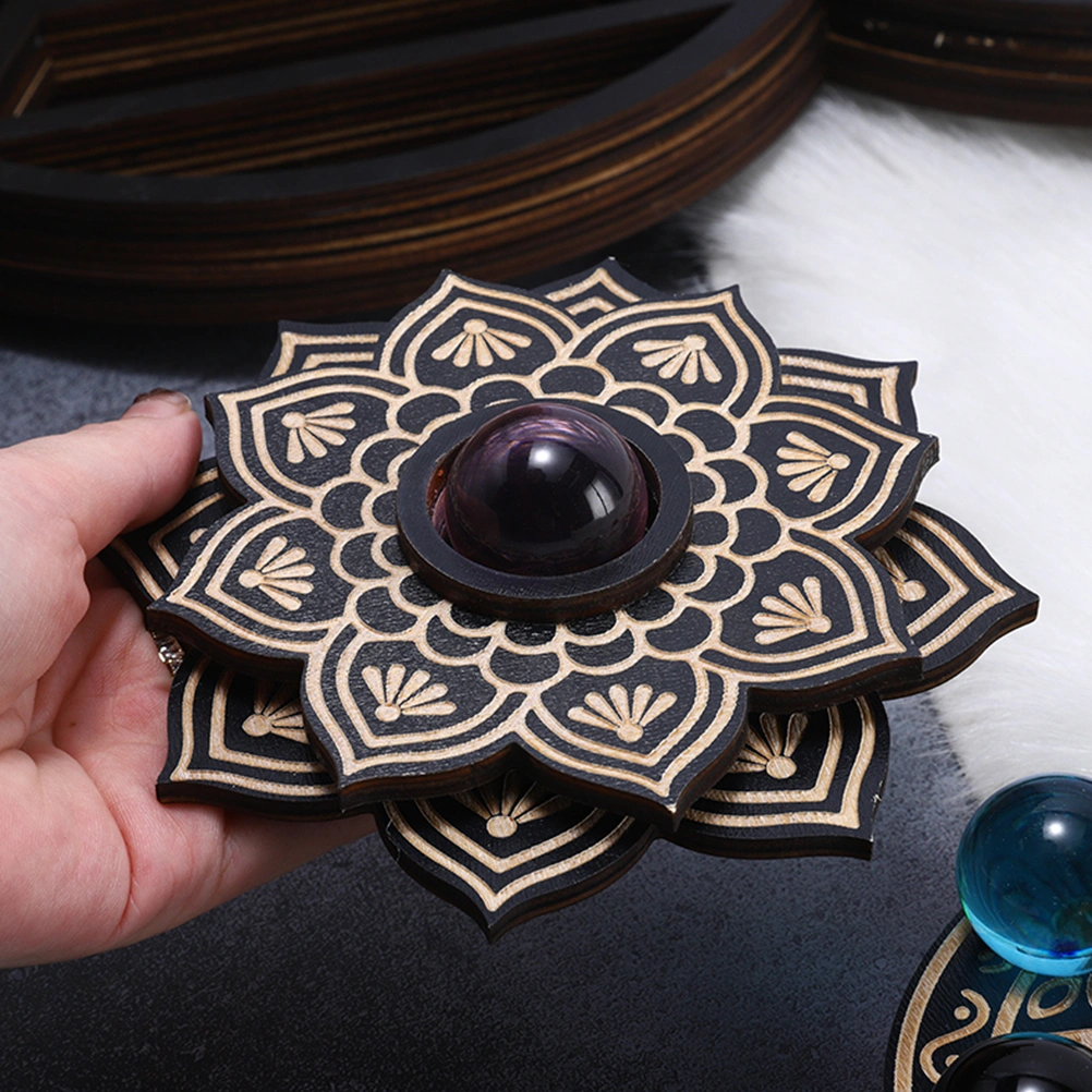 Crystal Ball Stand Decorative Crystal-ball Base Wooden Craft Ornament Ball Holder
