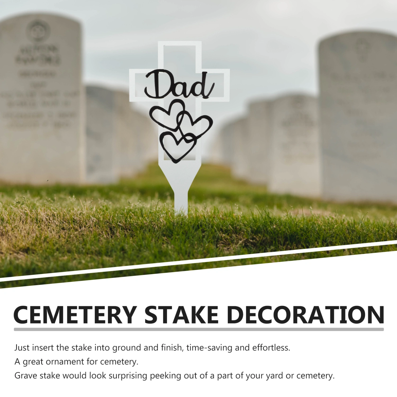 Cemetery Memorial Cross Stake Metal Cross Yard Stake Grave Marker for Dad