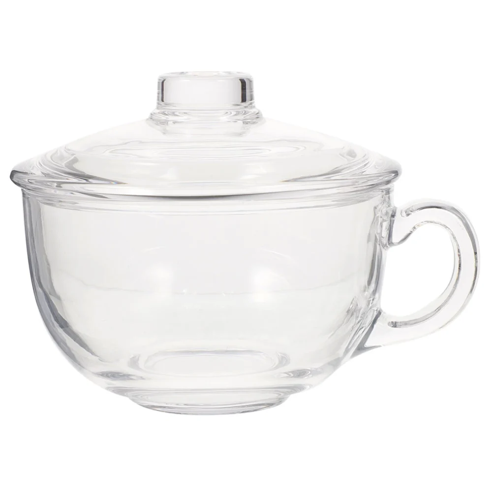 Glass Cereal Bowl Glass Soup Bowl with Handle Clear Small Bowl with Lid Oatmeal Breakfast Bowl