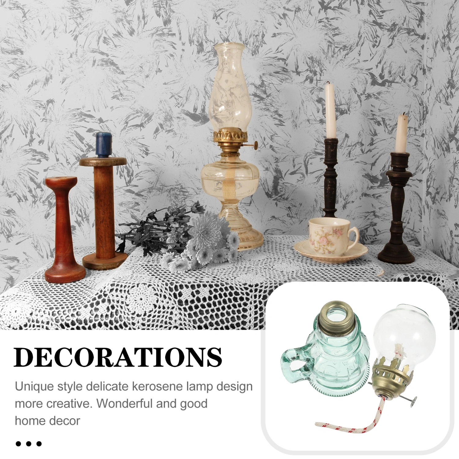 Retro Kerosene Glass Kerosene Lamp Vintage Oil Lantern Desktop Lighting Decoration