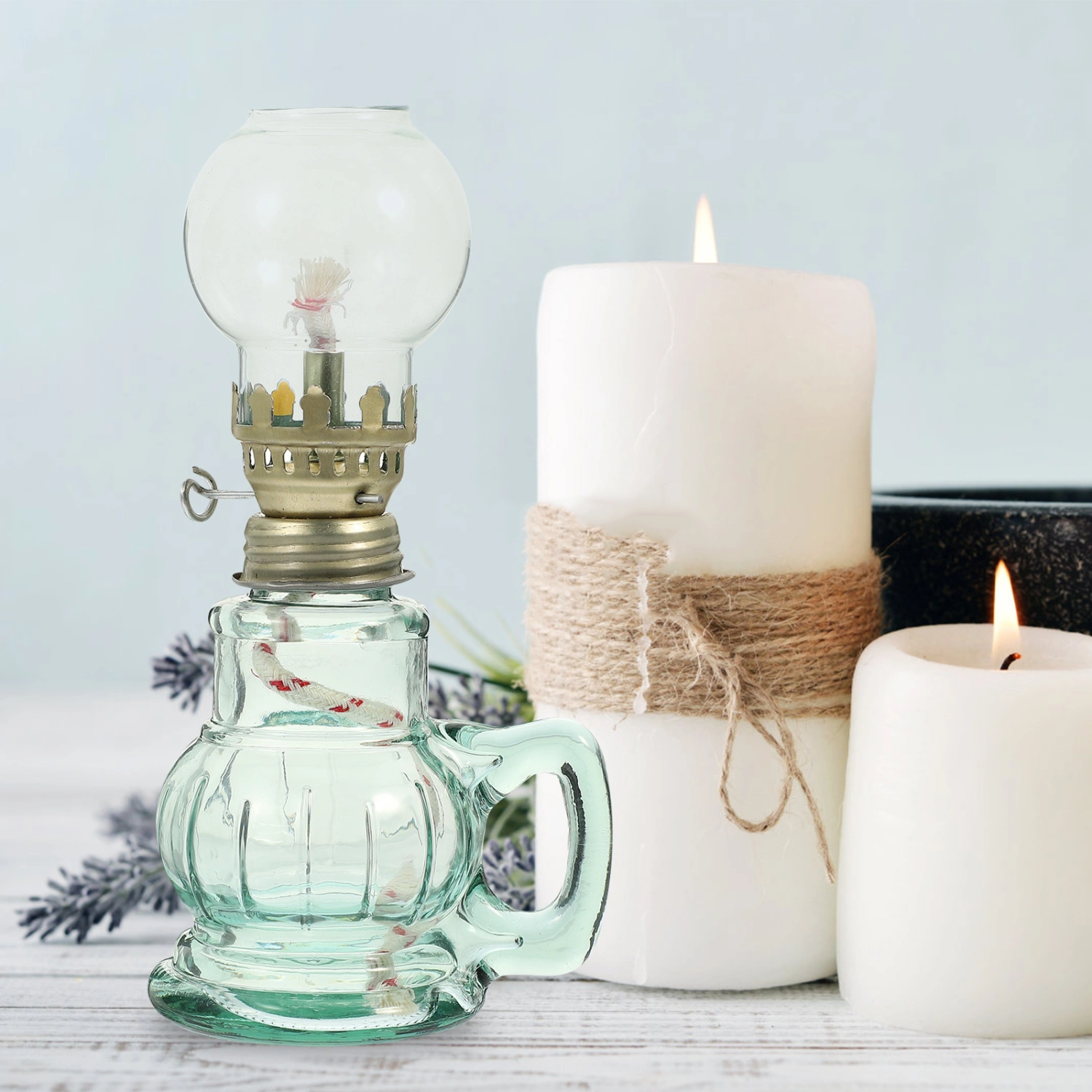 Retro Kerosene Glass Kerosene Lamp Vintage Oil Lantern Desktop Lighting Decoration