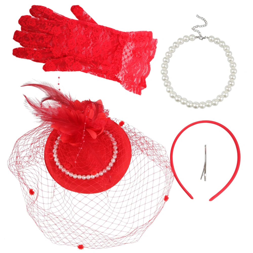 1 Set of Elegant Necklace Fashionable Gloves Delicate Veil Girls Headdress Necklace for Party