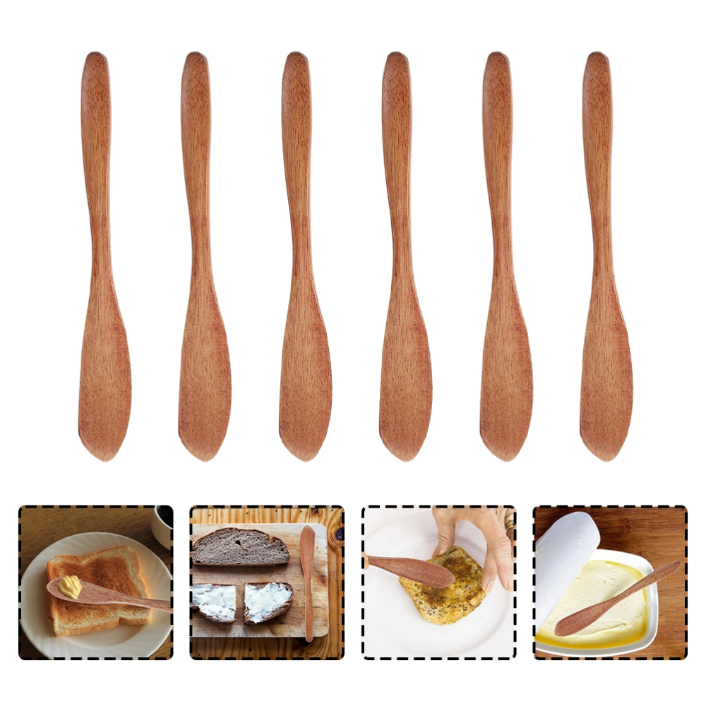 6Pcs Wooden Butter Scrapers Jam Spreaders Bread Jam Spatulas Kitchen Wooden Butter Spatulas