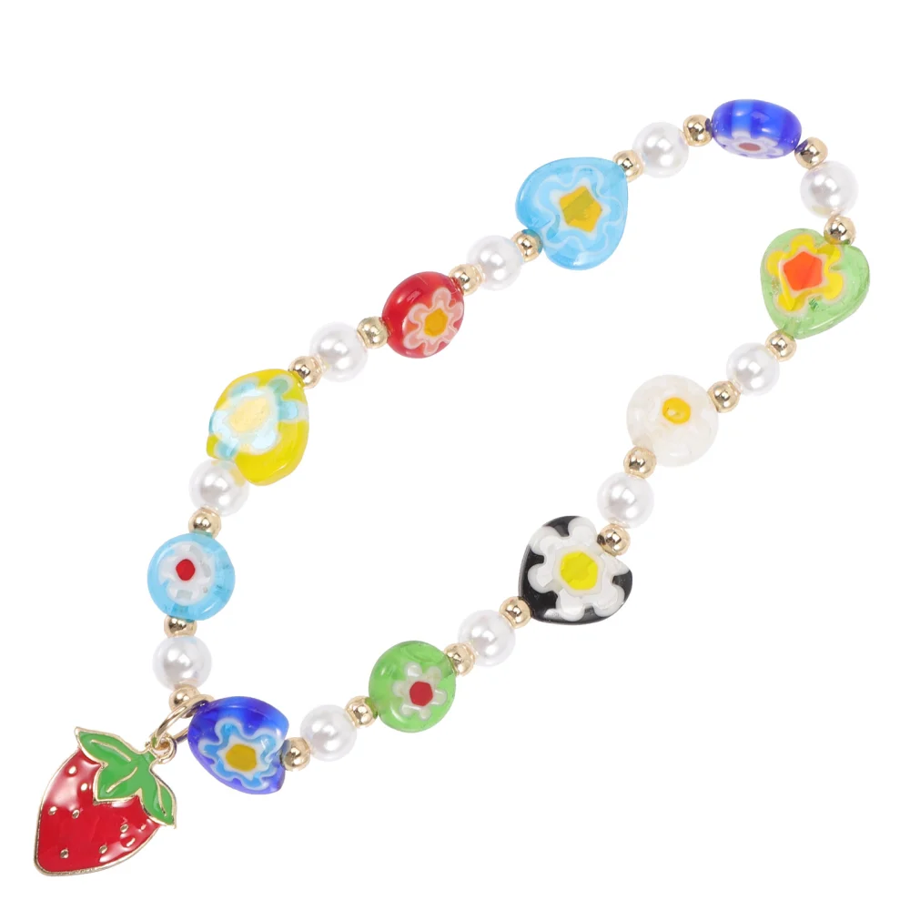 Strawberry Bracelet Girls Pearls Beads Bracelet Colorful Beads Bracelet Fashion Accessory