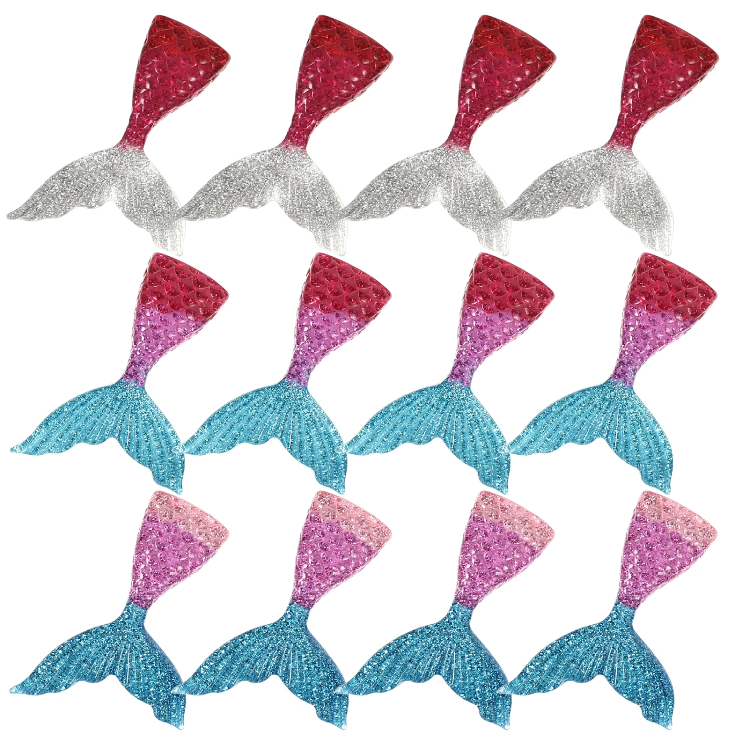 12pcs Miniature Resin Mermaid Tail Ornaments Phone Case Decor Diy Crafts Making Material