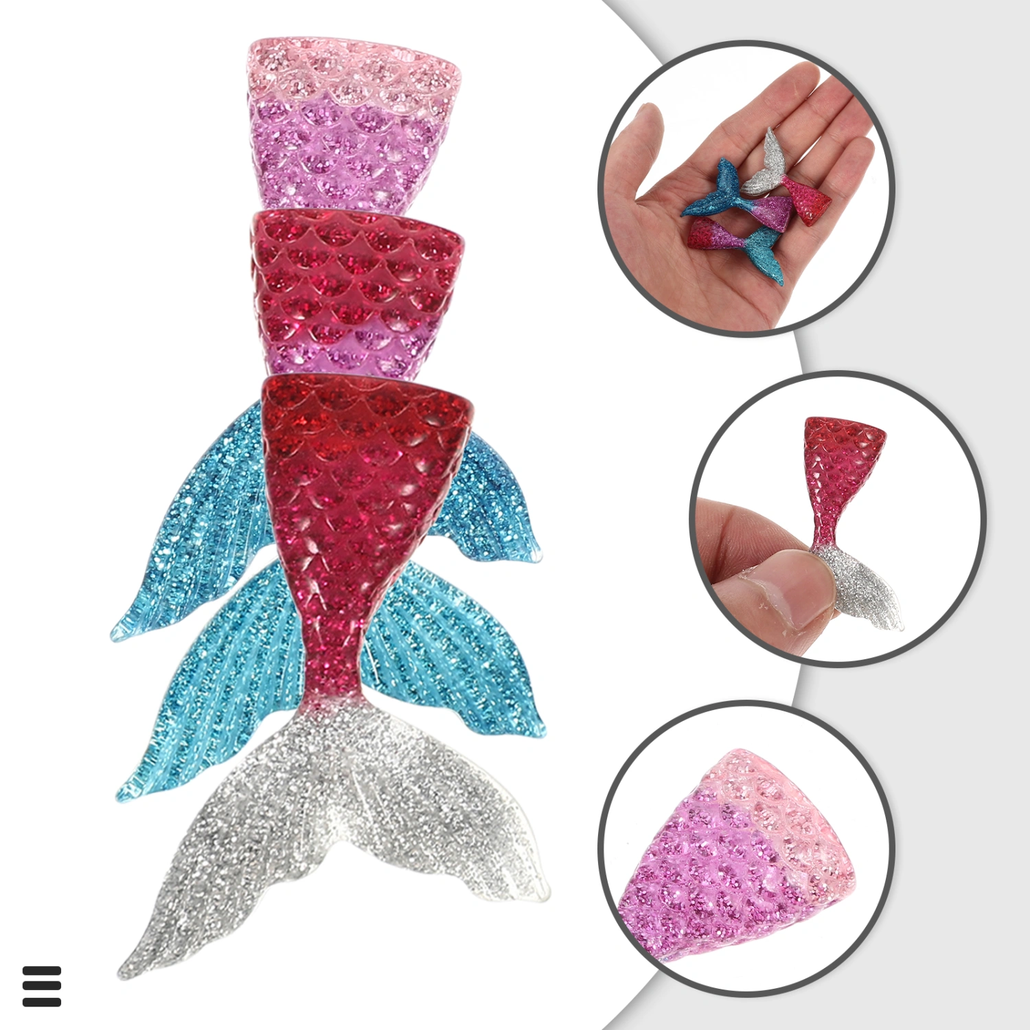 12pcs Miniature Resin Mermaid Tail Ornaments Phone Case Decor Diy Crafts Making Material