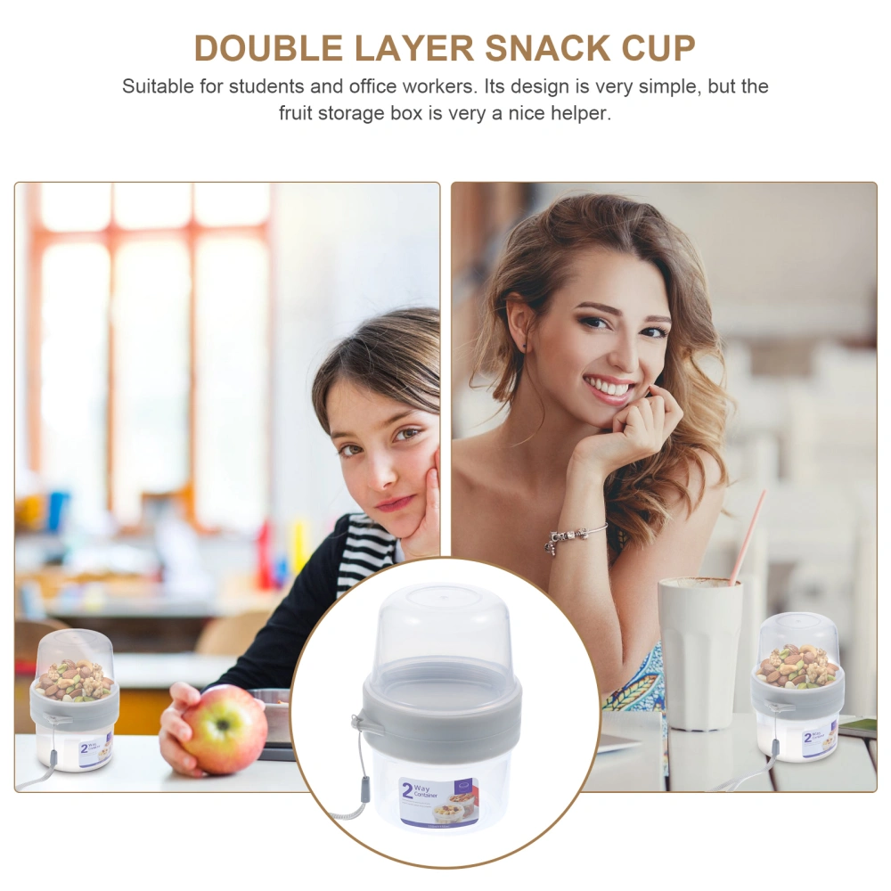 Double Layer Food Container Lanyard Portable Breakfast Cup Fruit Oatmeal Cup