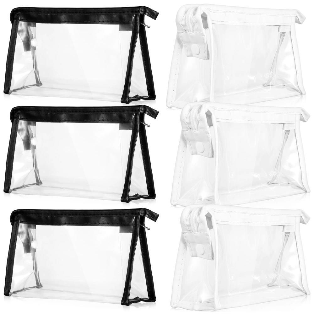 6 Pcs Clear Makeup Bags Transparent Toiletries Bags PVC Wash Bags Travel Business Vacation Storage Accessories