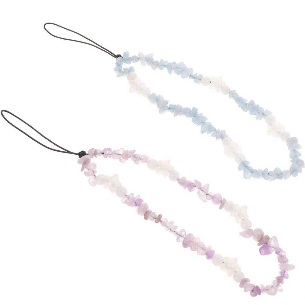 2pcs Crystal Gravel Cellphone Chain Short Lanyard Delicate Mobile Phone Chain