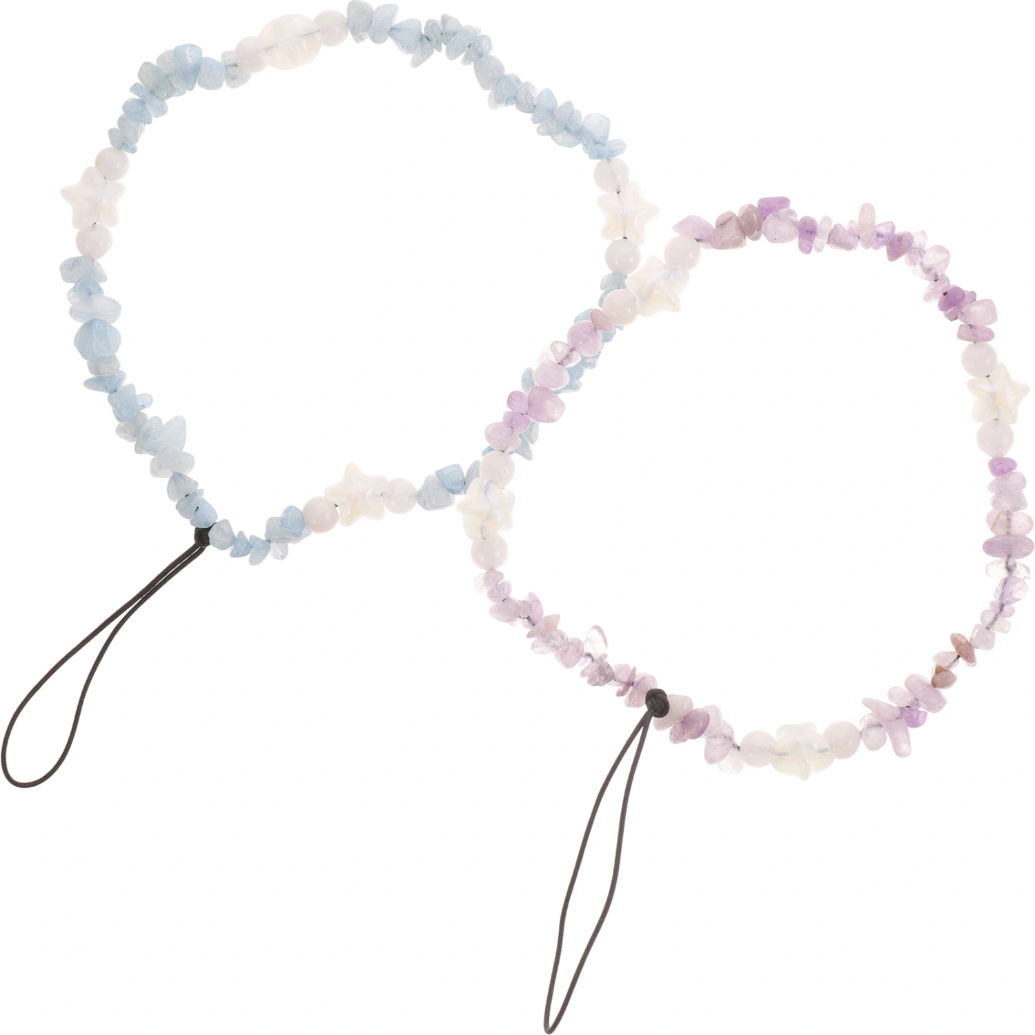 2pcs Crystal Gravel Cellphone Chain Short Lanyard Delicate Mobile Phone Chain