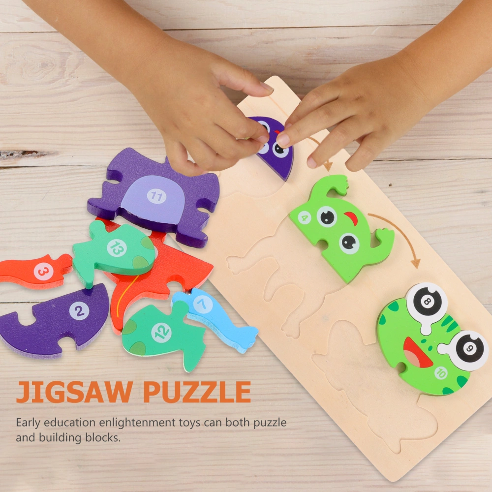 1 Set of Kindergarten Animals Growth Learning Teaching Aids Birthday Gift Wooden Puzzle Toy