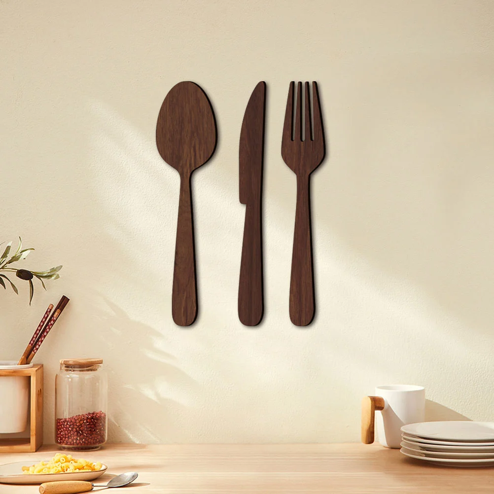 1 Set of Wooden Household Utensils Sign Wall Decor Rustic Cutout Kitchen Wall Decor