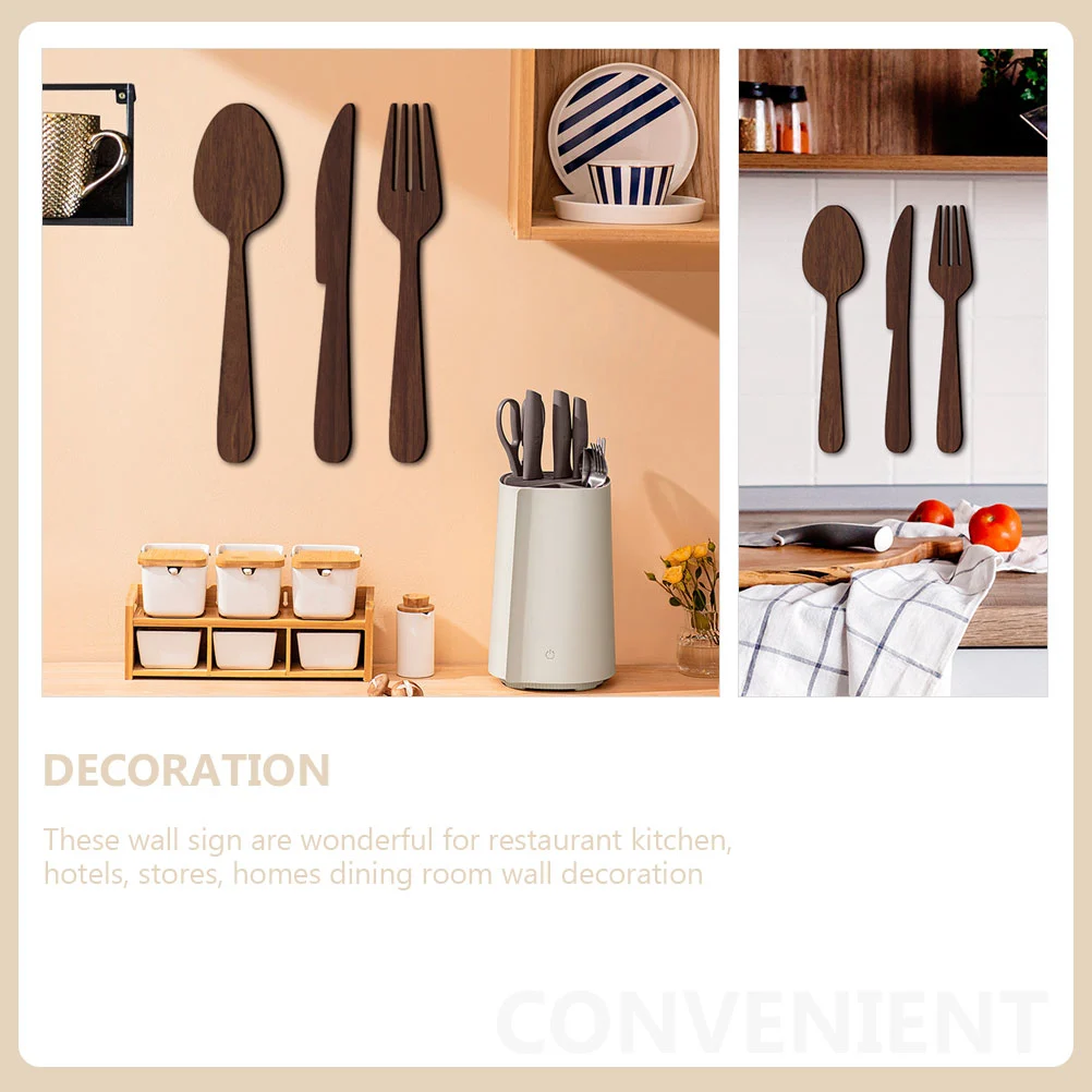 1 Set of Wooden Household Utensils Sign Wall Decor Rustic Cutout Kitchen Wall Decor