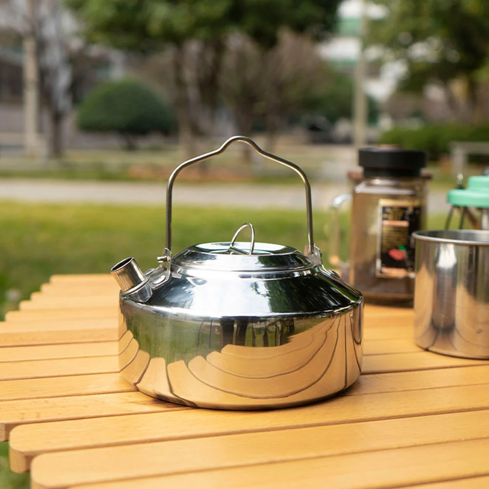 Stainless Steel Water Kettle Outdoor Teapot Camping Water Kettle Cookware Camping Accessory(1000ml)