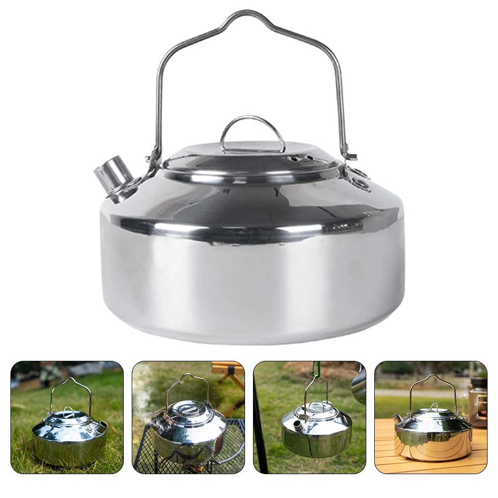 Stainless Steel Water Kettle Outdoor Teapot Camping Water Kettle Cookware Camping Accessory(1000ml)