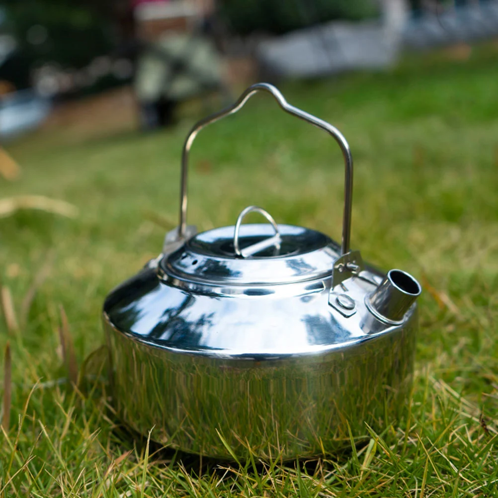 Stainless Steel Water Kettle Outdoor Teapot Camping Water Kettle Cookware Camping Accessory(1000ml)