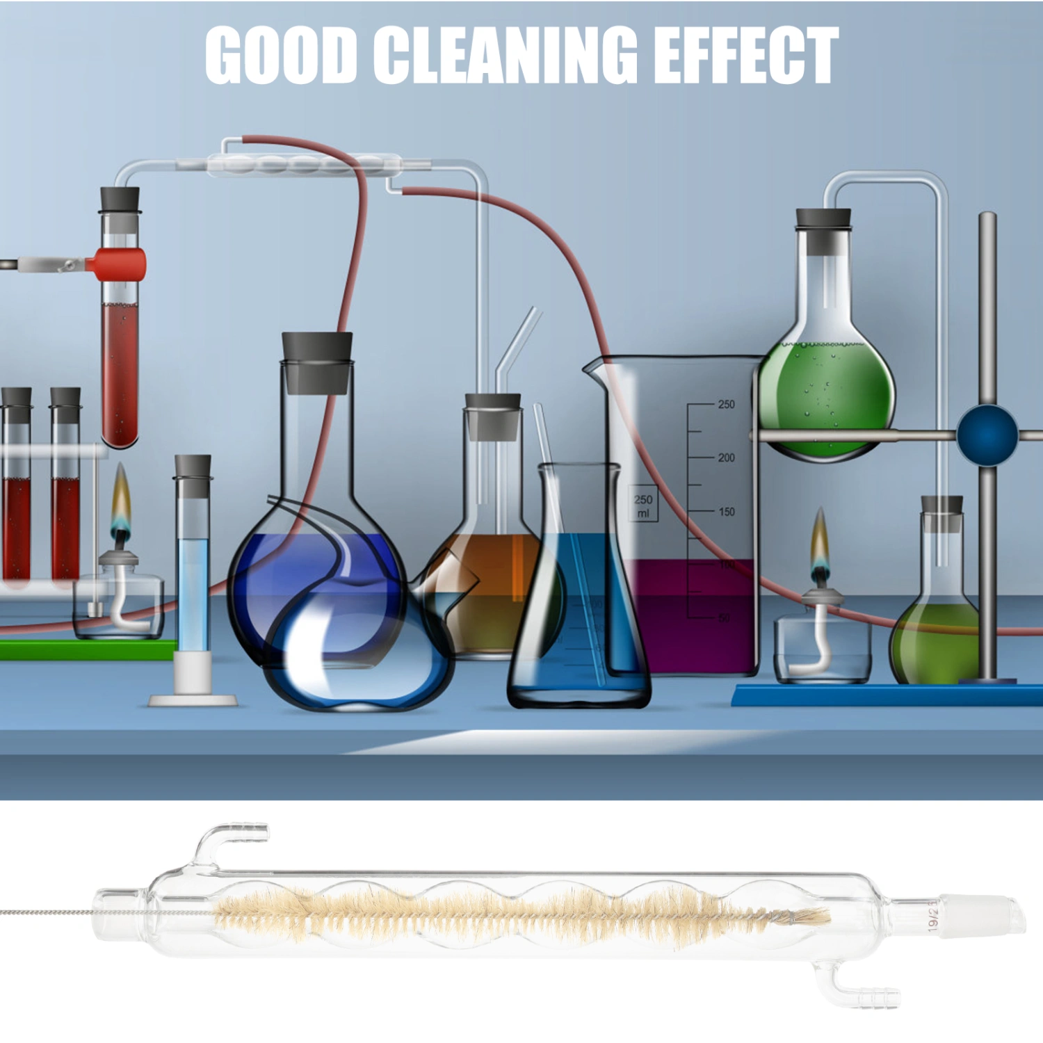 2pcs Laboratory Brushes Tubes Cleaning Brush Condenser Pipe Brushes Long Brushes
