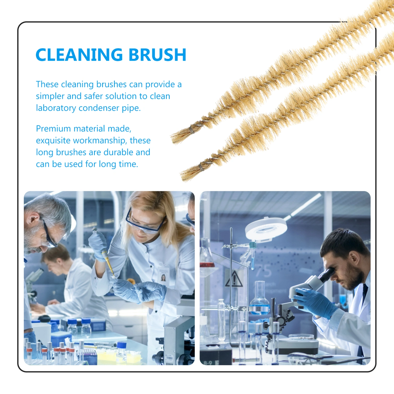 2pcs Laboratory Brushes Tubes Cleaning Brush Condenser Pipe Brushes Long Brushes