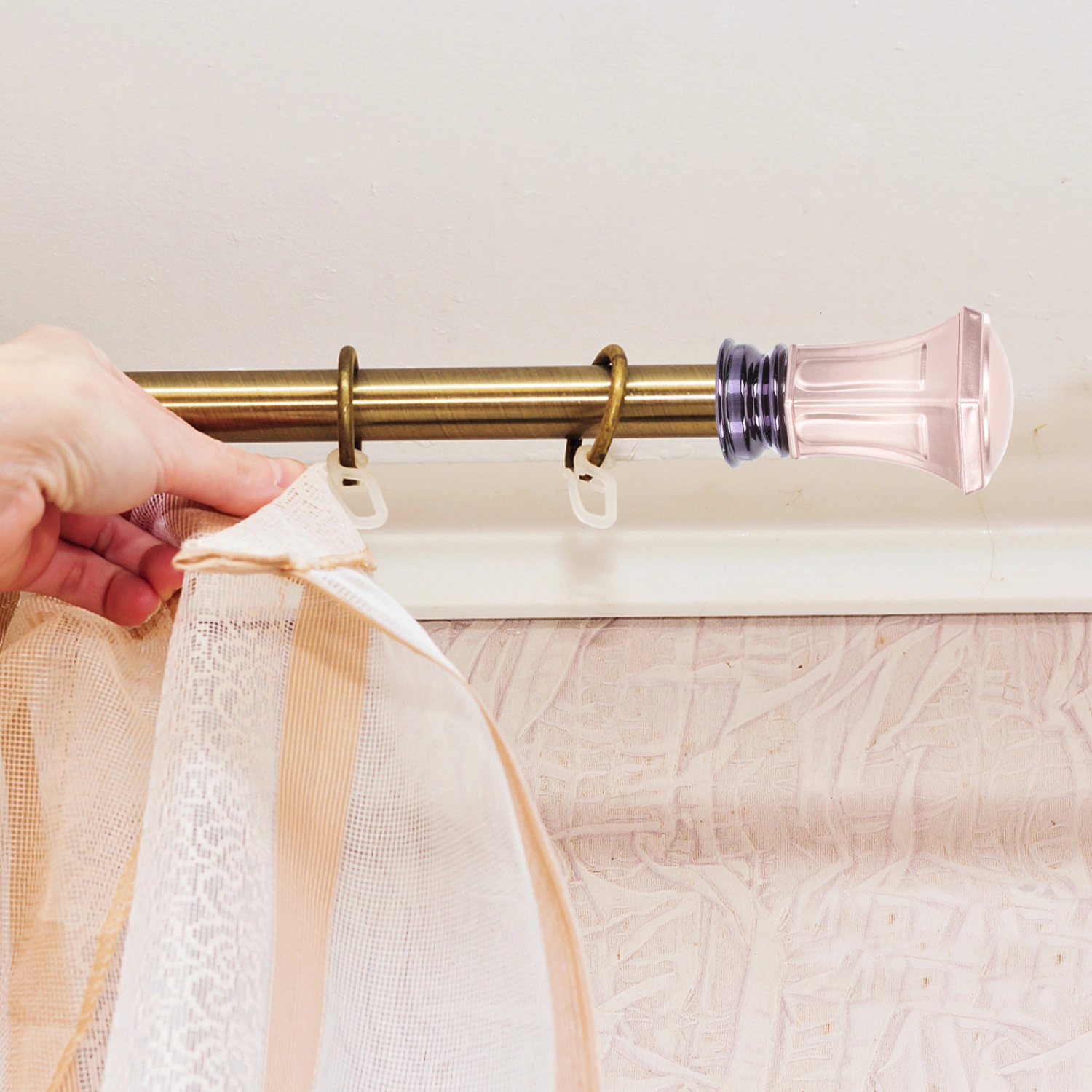 2pcs Curtain Rod Finials Decorative Curtain Rod End Cap Window Curtain Supply