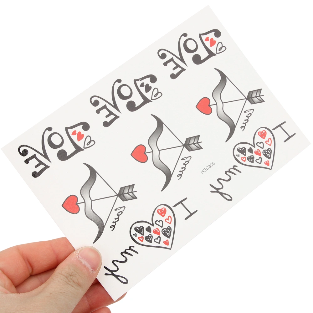 5 Sheets Valentine Temporary Tattoos Stickers Valentines Decor Fake Tattoo Stickers