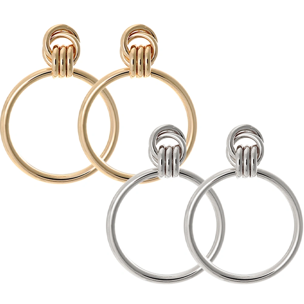 2 Pairs Circle Earrings Exaggerated Earrings Dangle Earrings Fashion Jewelry for Women