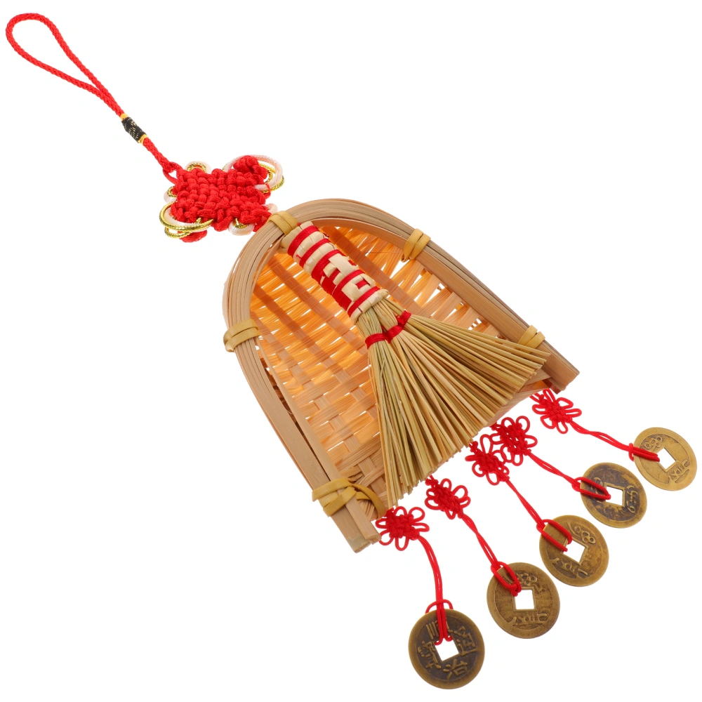 Chinese Broom and Dustpan Coin Knot Hanging Ornament Chinese Style Pendant