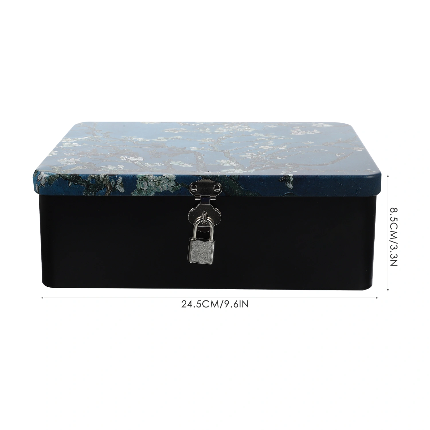 Vintage Tinplate Storage Box With Lock Desktop Storage Case Jewelry Case