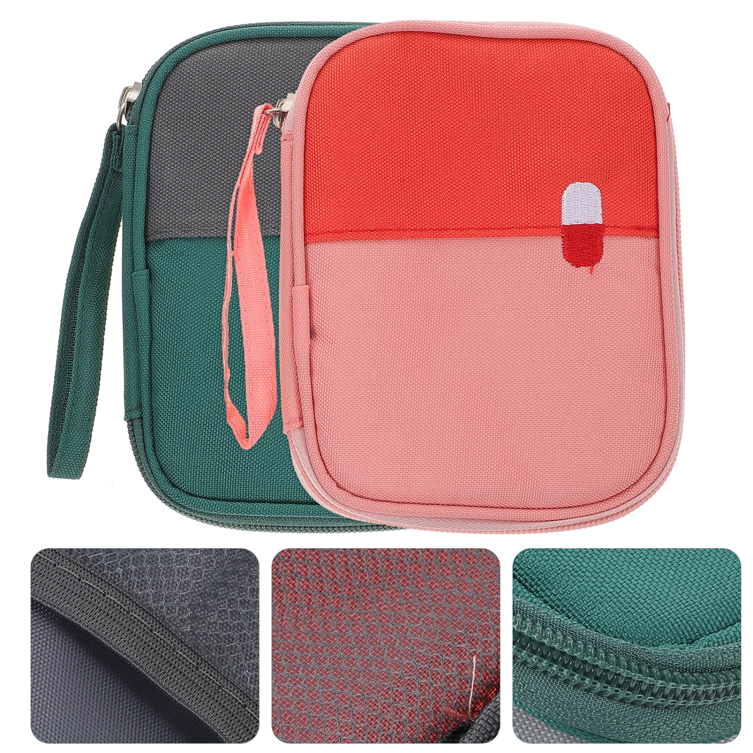 2Pcs Mini Medicine Storage Bag Travel Mini First Aid Pouch Portable Mini First Aid Kit Storage Bag
