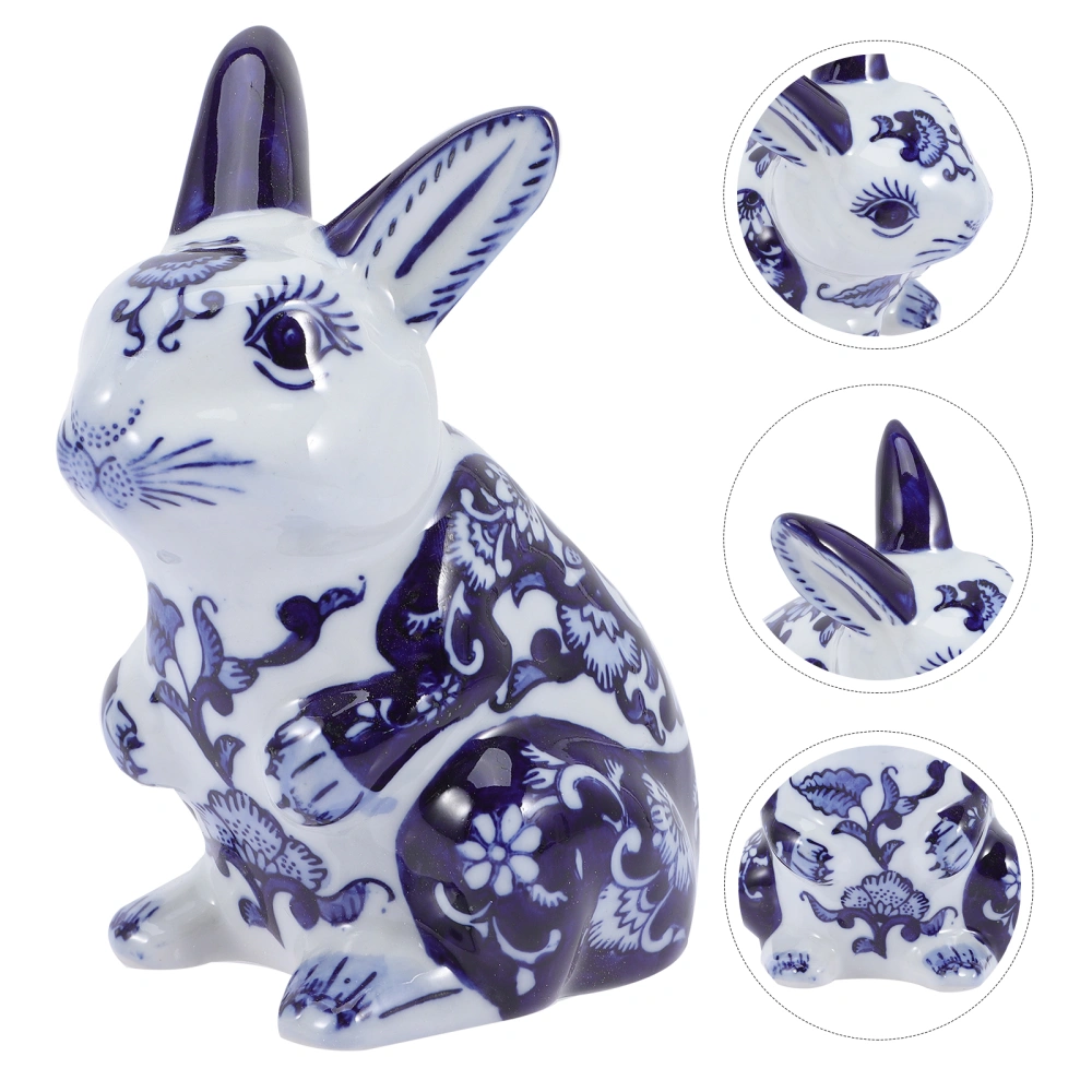 Exquisite Ceramic Animal Statue Living Room Tabletop Decor Adorable Rabbit Craft Porcelain Home Decoration