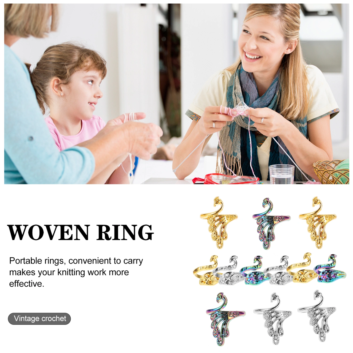 12Pcs Adjustable Knitting Loops Crochet Rings Crochet Open Ring Yarn Guide Rings Crochet Tools