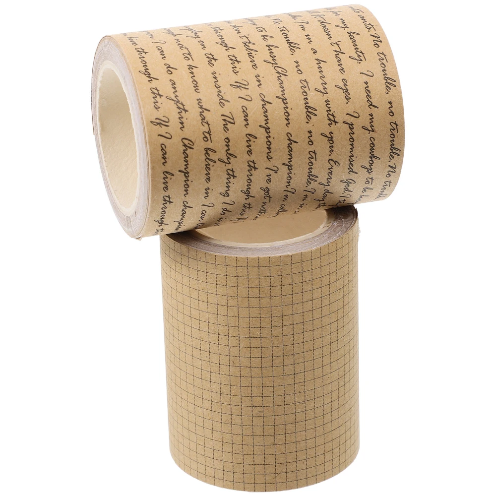 2 Rolls Vintage DIY Tapes Kraft Paper Printed Decorative Adhesive Tapes