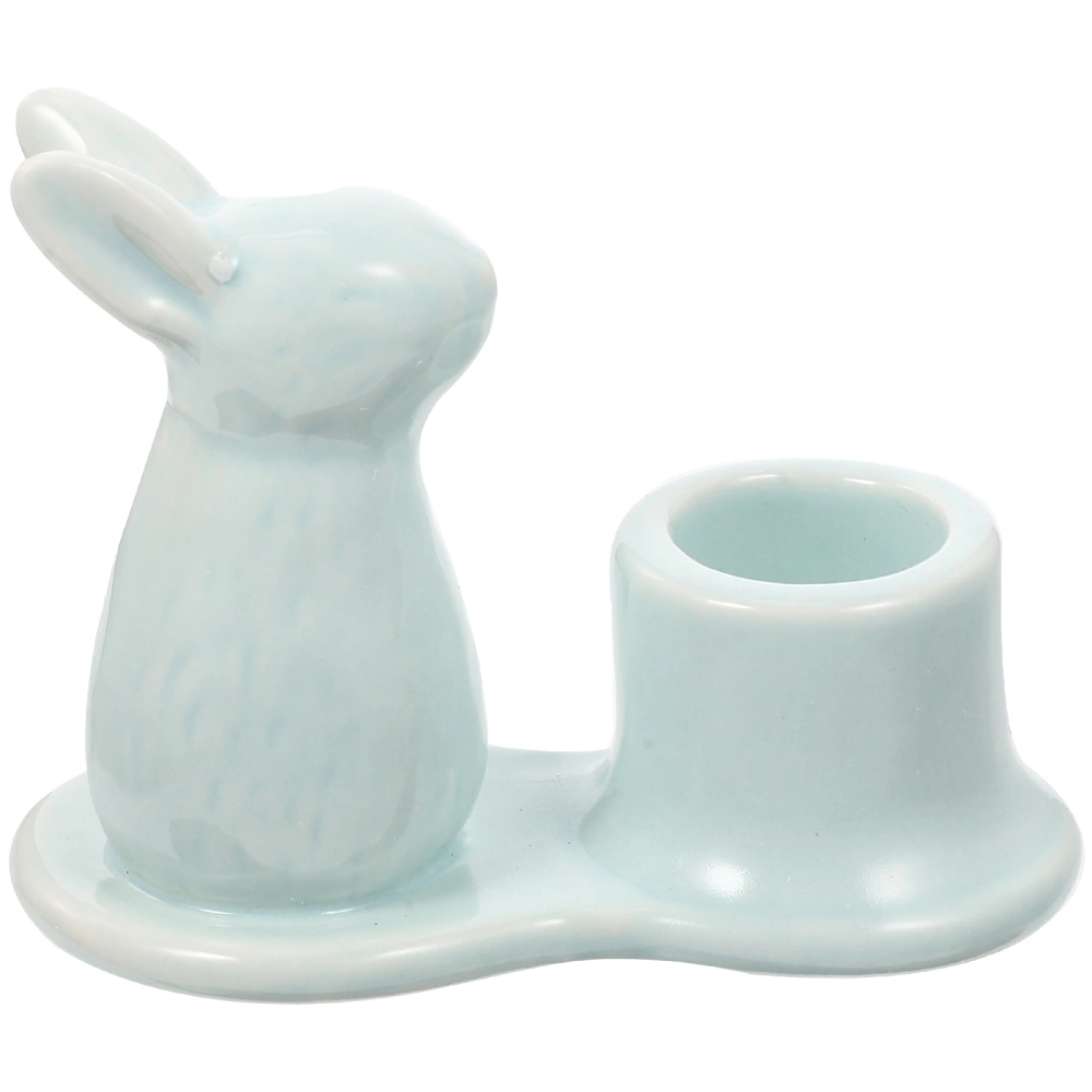 Easter Candle Holder Ceramic Rabbit Candle Holder Decorative Bunny Craft Candlestick Holder