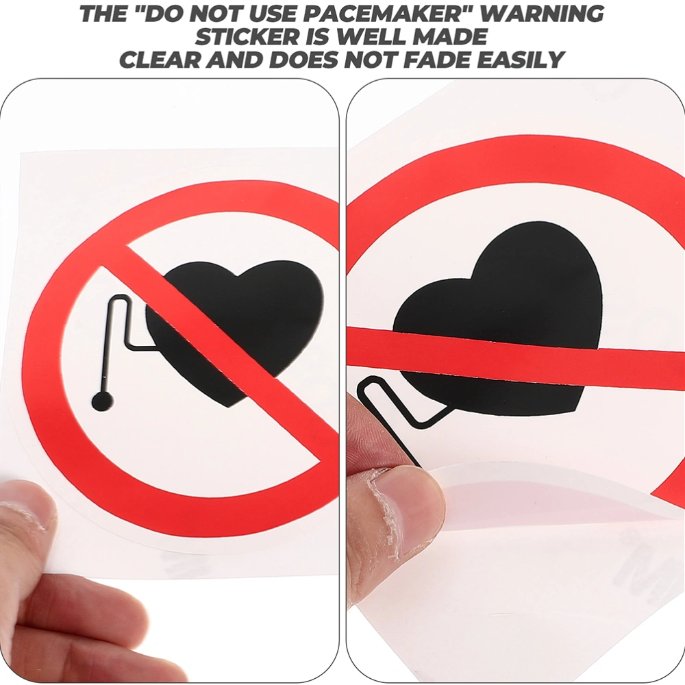 5pcs No Pacemaker Stickers No Pacemaker Warning Label Stickers Safety Warning Sign Stickers