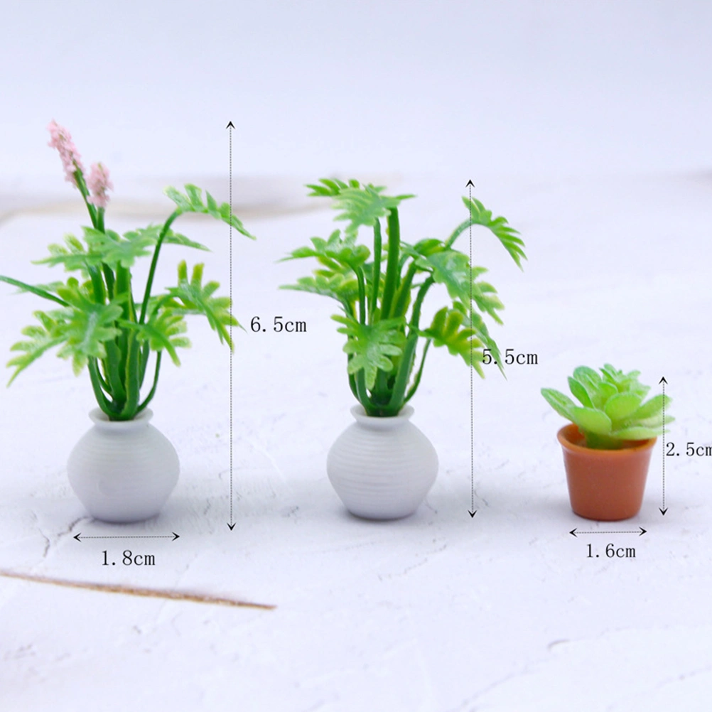 7pcs Potted Plants Miniatures Bonsai Decor Micro Landscaping Decors Doll House Supplies