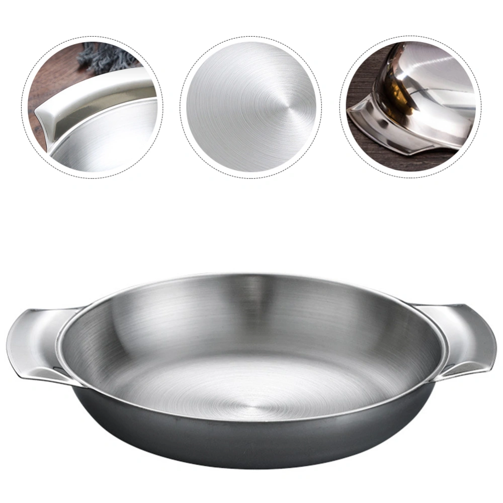 Stainless Steel Pot Double Handle Pan Multi-function Paella Pan Korean Style Pot Kitchen Cooking Pan