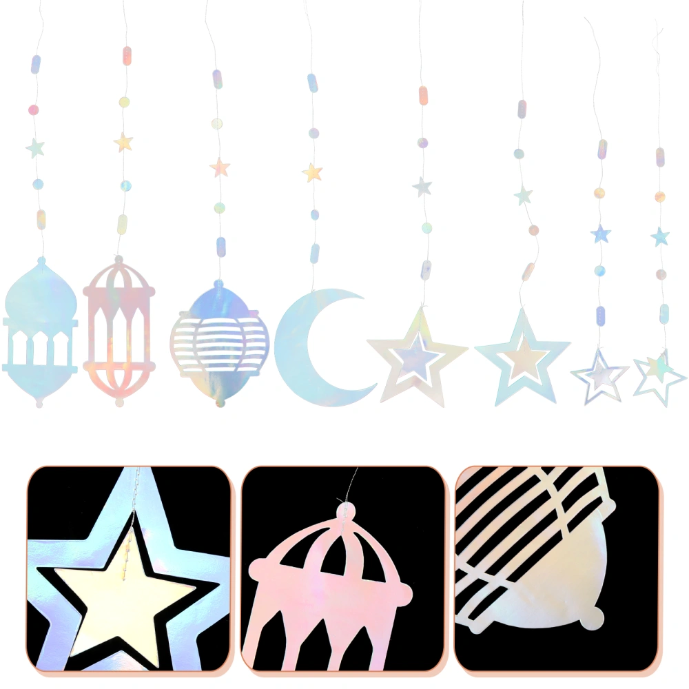 8Pcs Eid Ramadan Mubarak Decoration Star Moon Lantern Ramadan Hanging Decor Party Supplies