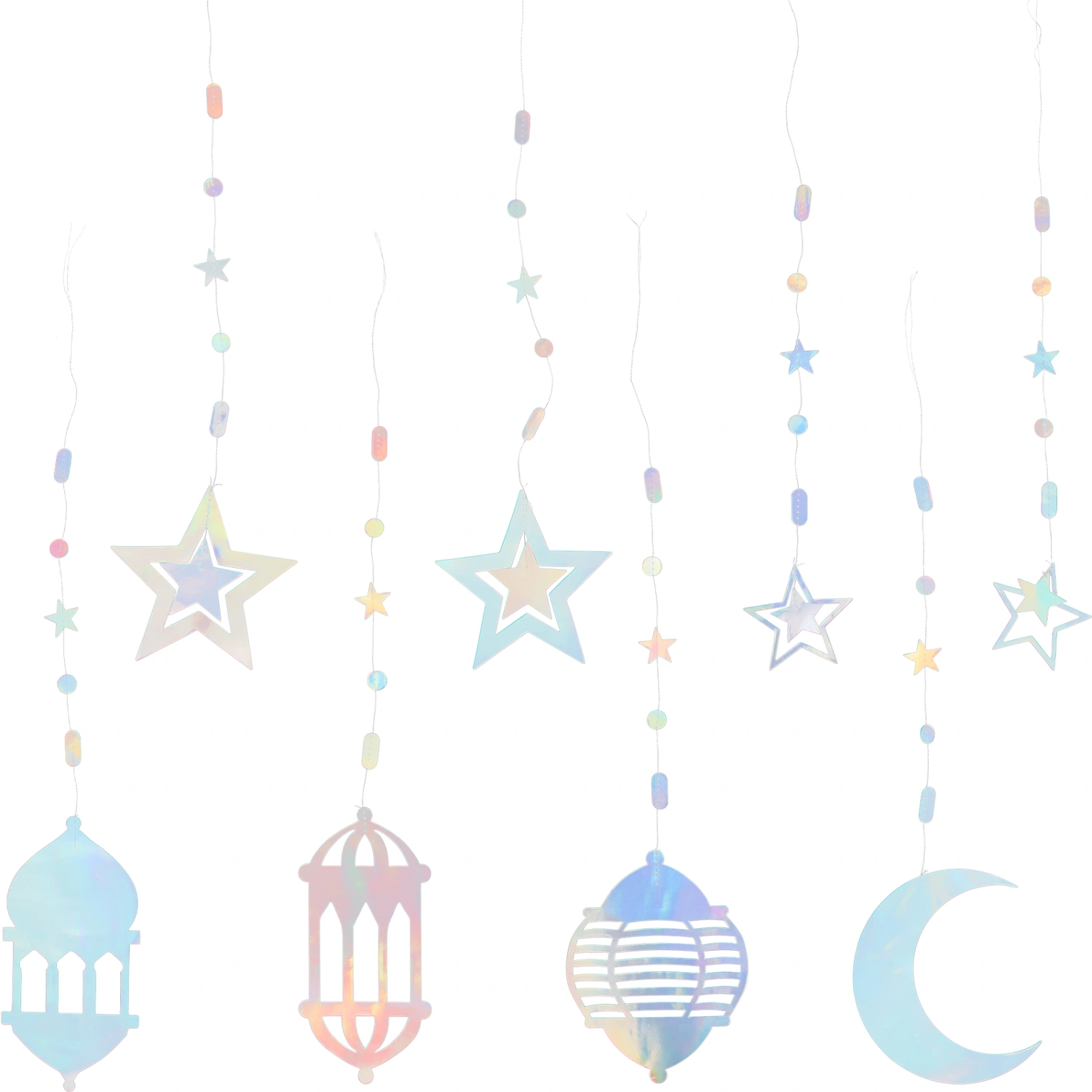 8Pcs Eid Ramadan Mubarak Decoration Star Moon Lantern Ramadan Hanging Decor Party Supplies