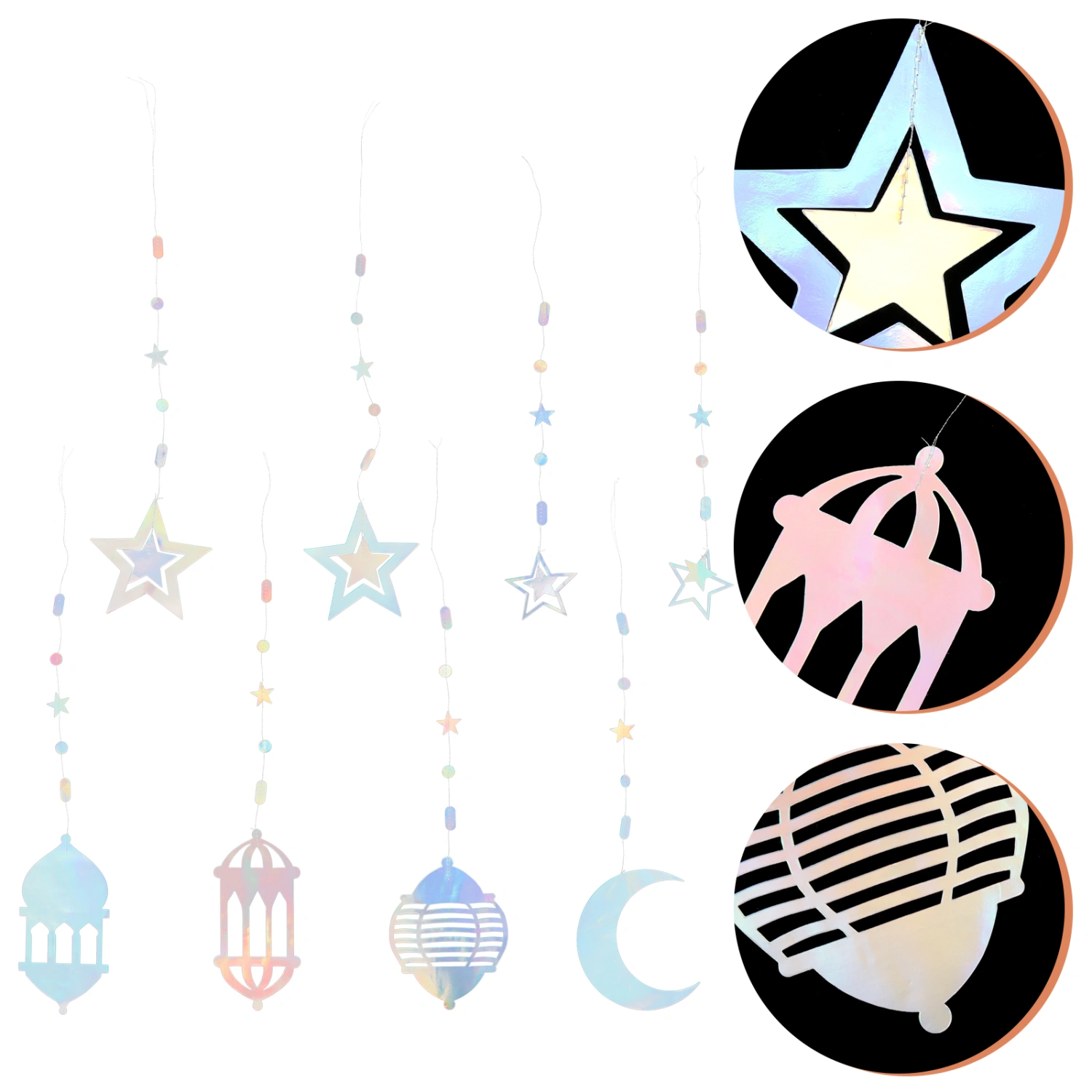 8Pcs Eid Ramadan Mubarak Decoration Star Moon Lantern Ramadan Hanging Decor Party Supplies