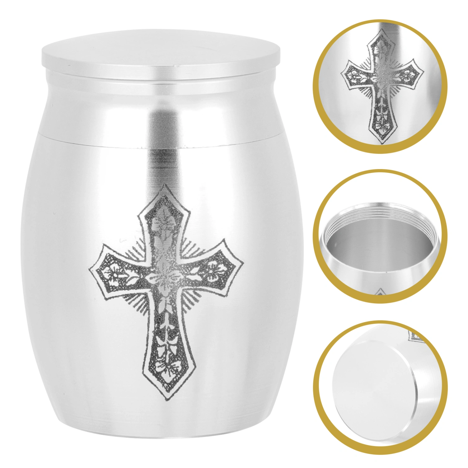 Small Ashes Urn Cremation Ashes Urn Stainless Steel Cross Pattern Memorial Ashes Holder