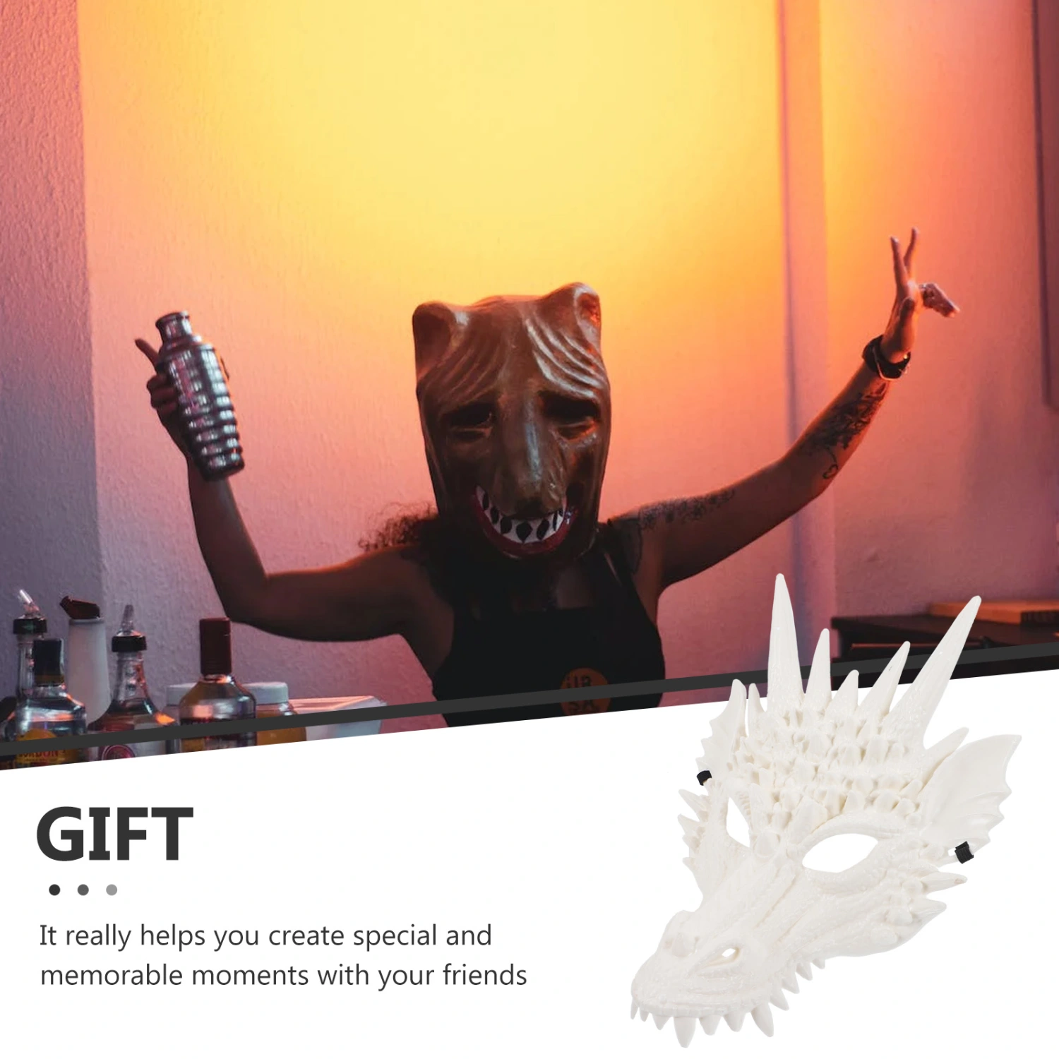 Dragon Mask Scary Animal Mask Halloween Party Mask Cosplay Costume Accessory