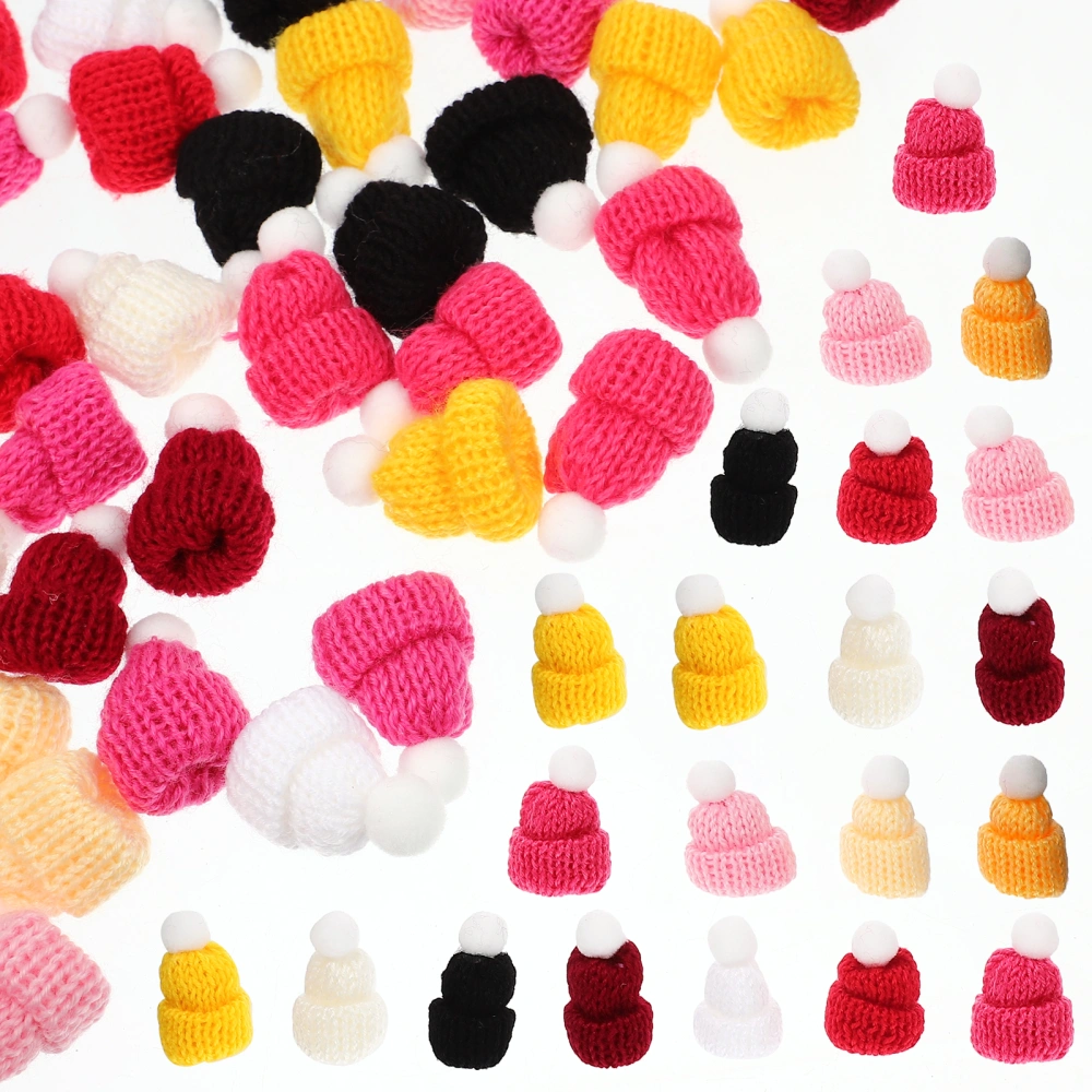 50Pcs Tiny Knitting Hats Christmas Doll Hats Miniature Hats DIY Knitting Hats Mini Doll Hats