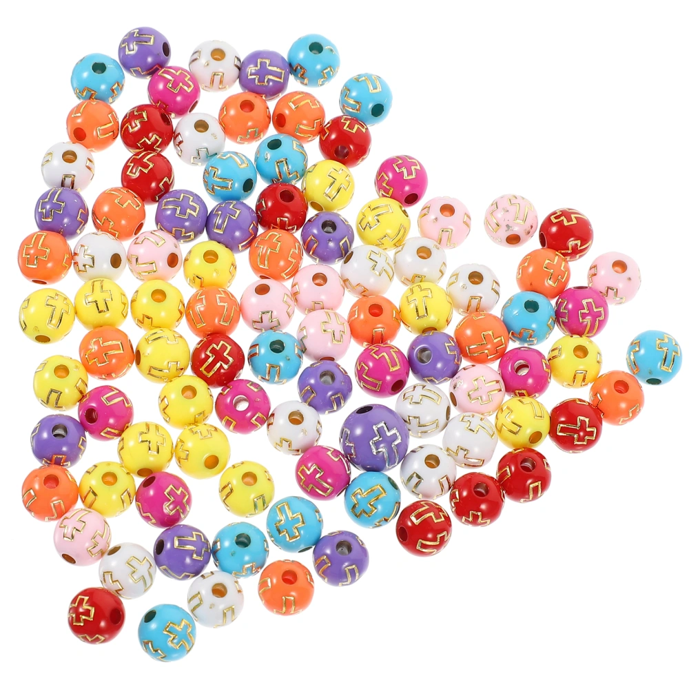 500pcs Small Round Spacer Beads Cross Pattern Acrylic Beads Jewelry Making Beads