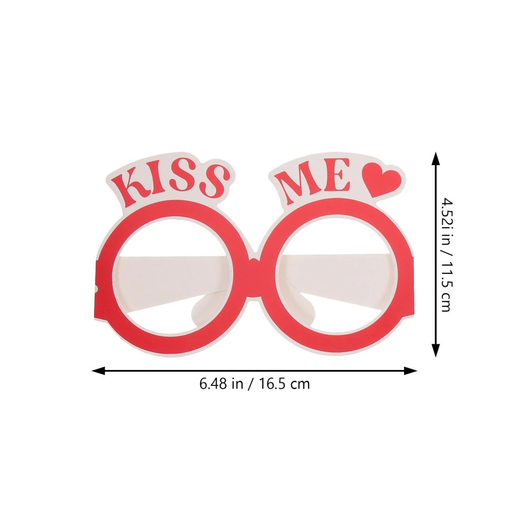 12pcs Valentine's Day Paper Glasses Photo Booth Props Paper Eyewear Props