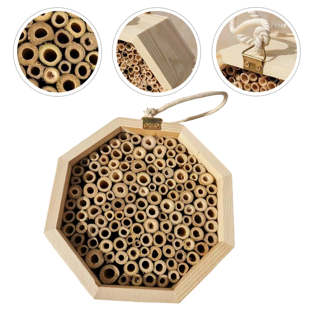 Hanging Bee House Wooden Outdoor Bees Hive Habitat Suspending Bee Pollinators House