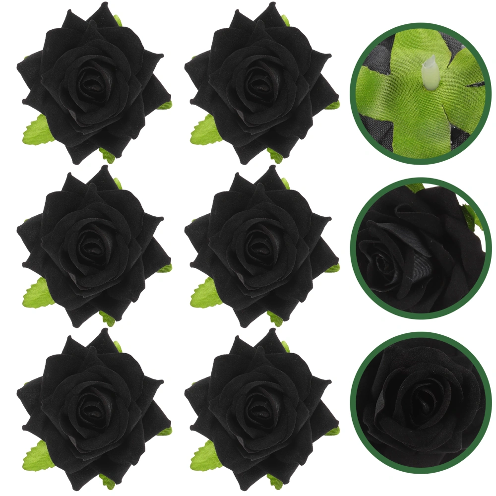 6Pcs Rose Flower Heads Artificial Fake Flower Fake Rose Heads Roses Flowers for DIY Crafts