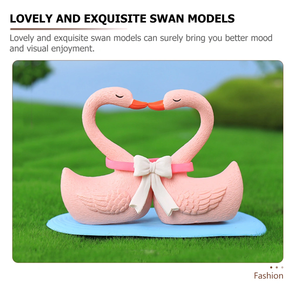 3pcs Creative Swan Desktop Ornament Mini Swan Ornaments Plastic Swan Craft Sculpture