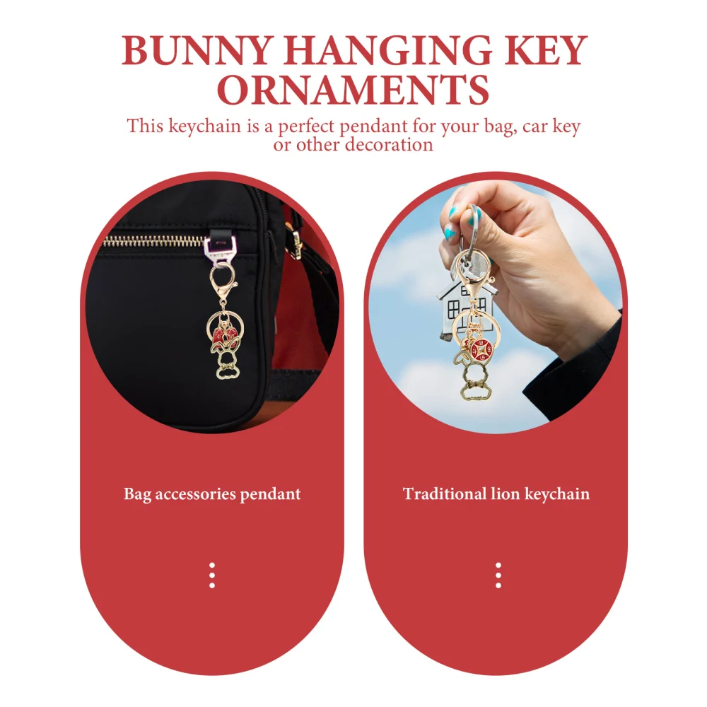 4pcs Adorable Rabbit Keychain Bag Purse Hanging Pendant Bunny Keychain Ornament